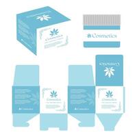 Cosmetics cream box packaging design illustration design Blue color theme with white background vector
