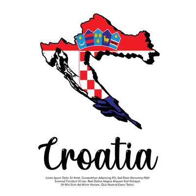 Croatia flag or map banner Croatia flag with white background illustration Croatia independence day banner design