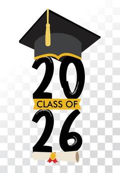 Class of 2026 Graduation design and class of 2026 illustration with background vector