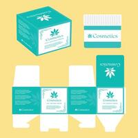 Cosmetics cream box packaging design illustration design Blue color theme with yellow background vector