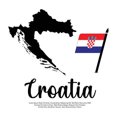 Croatia flag or map banner flag with white background illustration design Croatia independence day banner design