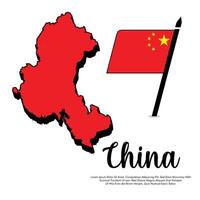 China flag or map banner flag with white background illustration design China independence day banner design vector