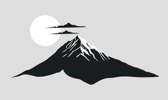 Mountain Silhouette with Sun or Clouds and mountain black color illustration design or icon vector