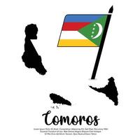 Comoros flag or map banner flag with white background illustration design Comoros independence day banner design vector