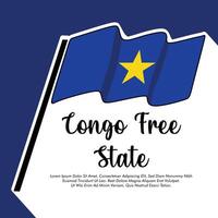 Congo Free State flag banner Congo Free State flag illustration design Congo Free State independence day banner design vector