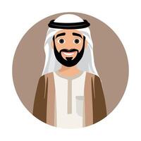 Smiling Arab Man in Traditional Attire illustration design and face Arab Man logo design vector