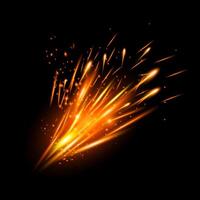Glowing Fire Sparks Explosion on Black Background vector
