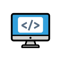 Modern computer monitor with coding icons png