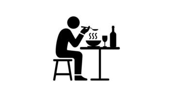 Dining Silhouette A stylized illustration of a person savoring a meal at a table, suggesting simplicity and enjoyment. vector