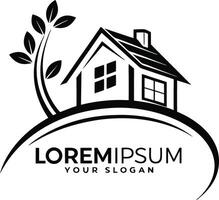 Eco friendly house logo design with plant vector