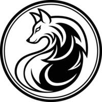 Stylized black fox silhouette in a circular emblem vector