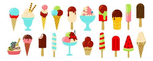 Colorful ice cream treats in various forms vector