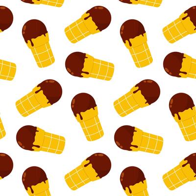 Colorful ice cream cones in a playful pattern on a white background for summer celebrations