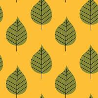 Green leaf pattern on a bright yellow background creating a vibrant and stylish design ideal for various creative projects vector