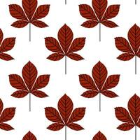 Repeated leaf pattern in rich brown showcasing autumn vibes on a clean white background vector