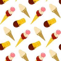 Colorful ice cream cones scattered on a white background designed for summer fun and dessert lovers vector