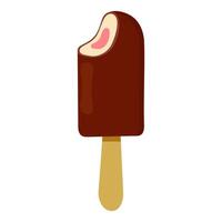 Chocolate ice cream bar with a bite taken out, perfect for summer treats on a hot day at a nearby park vector