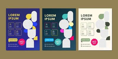 Colorful and modern social media post templates for promoting online courses. Includes editable photo placeholders and icons. vector