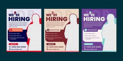 Professional We are Hiring poster templates in modern style, perfect for job advertisements, recruitment posts, and HR promotions. Fully editable for your companys branding. vector