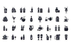 drink set icons collection vector