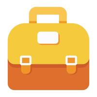 Flat design yellow and orange school bag icon isolated on white background vector