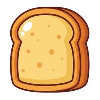 Cartoon bread slice plain toast illustration isolated on white background vector