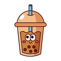 Cute light brown bubble tea icon isolated on white background vector