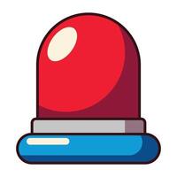 Red dome emergency siren icon with blue base cartoon style isolated on white background. vector