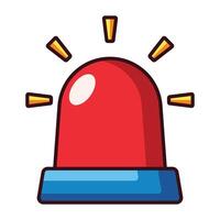 Flashing red emergency siren with blue base cartoon style isolated on white background. vector