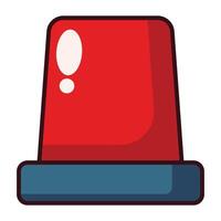 Red emergency siren icon cartoon style isolated on white background. vector