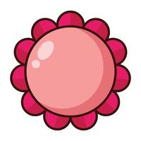 Pink flower cartoon icon with round petals isolated on white background vector