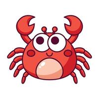 Cute smiling crab cartoon icon isolated on white background vector