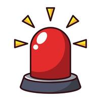 Red dome siren alarm flashing cartoon style isolated on white background. vector