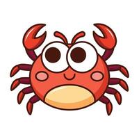Cute smiling crab cartoon icon with big eyes isolated on white background vector
