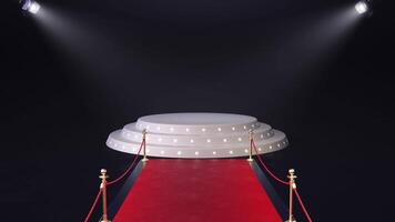 red carpet with podium the background of camera flashes video