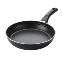 Studio Shot of a Single Black Frying Pan with Handle Kitchen Utensil on Transparent Background png