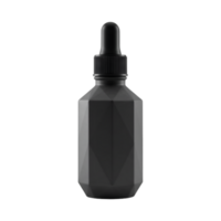 Elegant black dropper bottle with multifaceted design against transparent background png
