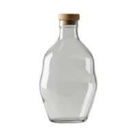 Elegant Clear Glass Bottle with Wooden Cork Isolated on Transparent Background png