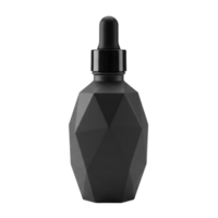 Elegant black geometric dropper bottle mockup with transparent background for product presentation png