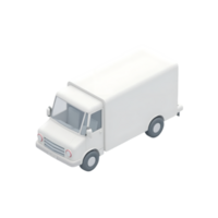 Isometric illustration of a white delivery truck on a transparent background png