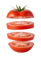 Deconstructed Tomato Composition Floating Against a Stark Background for Creative Use png
