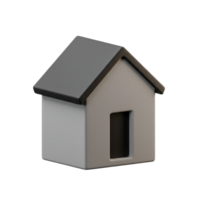 Minimalist 3D rendering of a simple house icon with a transparent background png