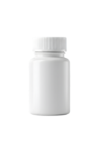 White Pill Bottle with Cap Isolated on Transparent Background for Medical or Supplement Product Mockups png