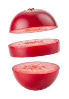 Deconstructed tomato presentation with a transparent background perfect for graphic design work png