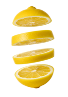 Floating Lemon Segments, A Zesty Citrus Composition with Transparent Backdrop png