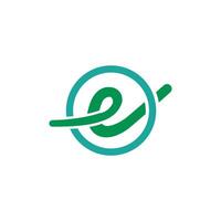 A green and white logo with a circle vector