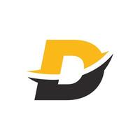 The letter d logo with a yellow and black color scheme vector
