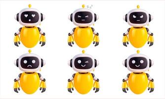 Six robots displaying different emotions vector