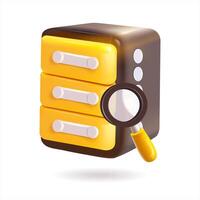 Database with magnifying glass illustration vector