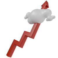 3d render of red arrow rising and cloud. stock market growth business strategy plan png